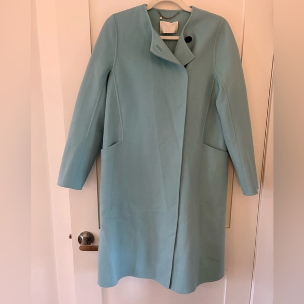 Anteprima | luxury cashmere wool long coat lightweight blue soft warm 38 (S)